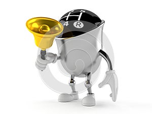 Gear knob character ringing a handbell