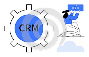 CRM Integration with Coding and Cloud Storage Concept