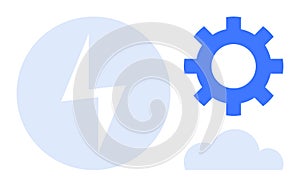 Gear, Lightning, and Cloud Representing Technology, Energy, and Cloud Computing Concepts