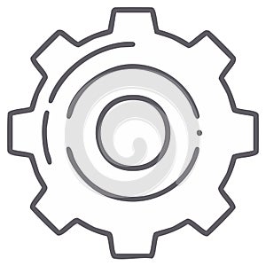 Gear line icon for settings development and progress symbol