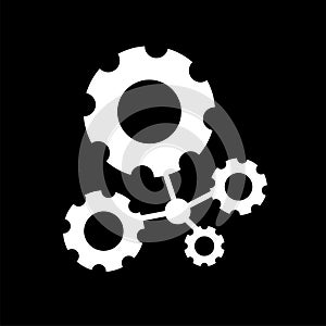 Gear link connection logo design template, teamwork in industry concept - Vector