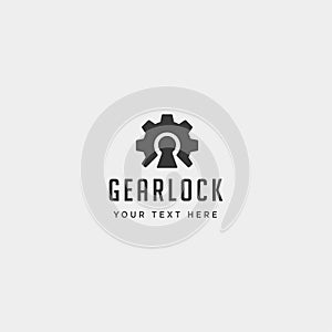 gear lock logo design protect industry vector icon isolated