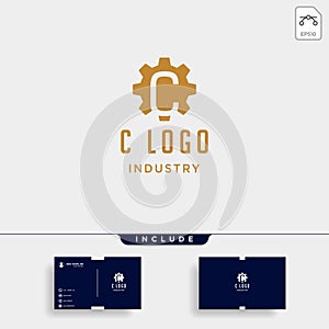 gear machine logo initial c industry vector icon design isolated