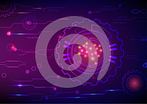 Gear mechanical engineering circuit board technology networking communication online abstract backgrounds vector illustration