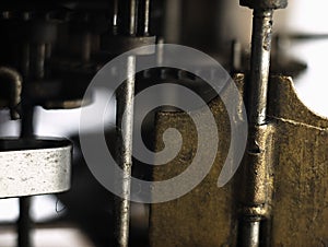 Gear in mechanism of the old clock.