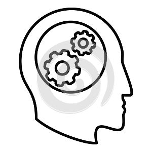 Gear memory change icon outline vector. Mind intellect