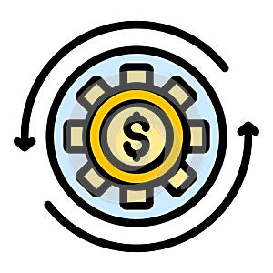 Gear money estimator icon color outline vector