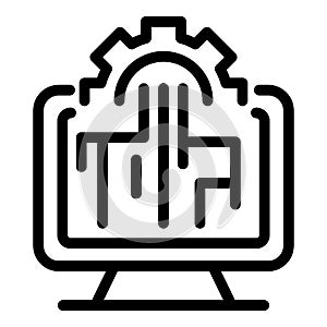 Gear monitor engineer icon, outline style