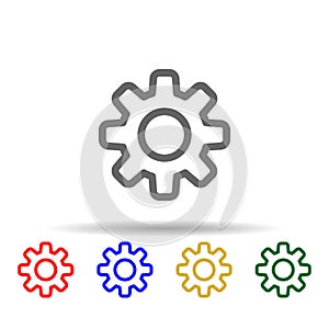 Gear multi color style icon. Simple thin line, outline vector of web icons for ui and ux, website or mobile application
