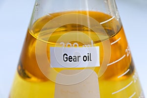 Gear oil in container, science experiment concept