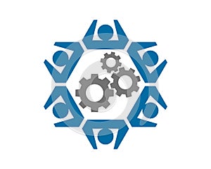 Gear people tech logo icon