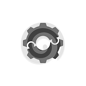 Gear puzzle pieces vector icon