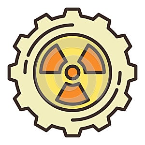 Gear and Radiation sign Nuclear Energy colored icon or design element