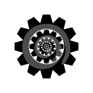 Gear recursion icon. Nested cog symbol. Infinite mechanics vector. Industrial engineering process. photo