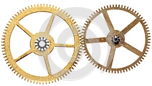 Gear scratched on white background