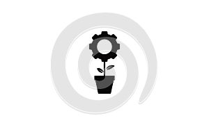 Gear services with flower  plant logo symbol vector icon illustration graphic design