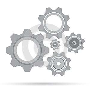 Gear set design on white background. Grey gear.