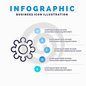 Gear, Setting, Cogs Line icon with 5 steps presentation infographics Background