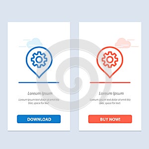 Gear, Setting, Location, Map  Blue and Red Download and Buy Now web Widget Card Template