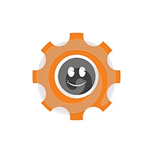 Gear setting smile concept logo icon
