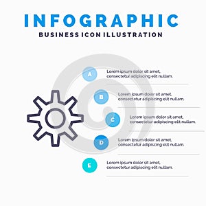 Gear, Setting, Wheel Line icon with 5 steps presentation infographics Background