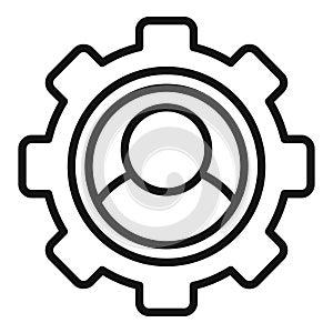 Gear setup icon outline vector. Digital person