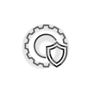 Gear with Shield line icon