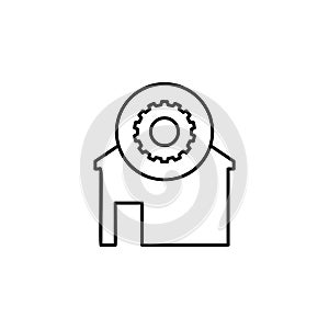 Gear sign house icon. Element of automation icon for mobile concept and web apps. Thin line Gear sign house icon can be used for