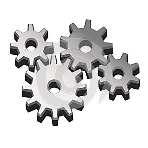 The gear sign is a simple icon on a white background. Vector illustration of a set of gears