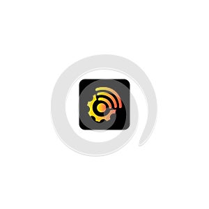 Gear signal  logo vector icon