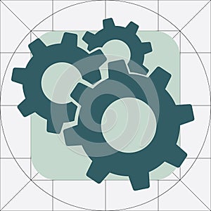 Gear Simple Vector Icon, Cog Wheel Pictogram, Settings Symbol, Engine Gear Wheels