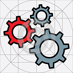 Gear Simple Vector Icon, Cog Wheel Pictogram, Settings Symbol, Engine Gear Wheels