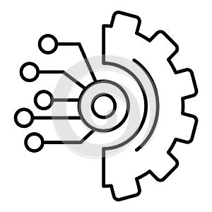 Gear smart ai icon, outline style