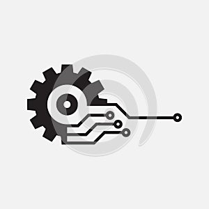Gear smart Eps icon. Digital tech - vector business logo template concept illustration. Gear electronic factory sign.