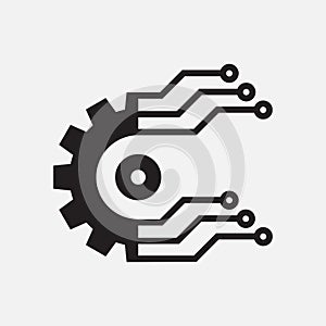 Gear smart Eps icon. Digital tech - vector business logo template concept illustration. Gear electronic factory sign.