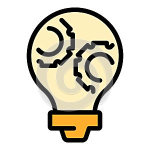 Gear smart lightbulb icon vector flat