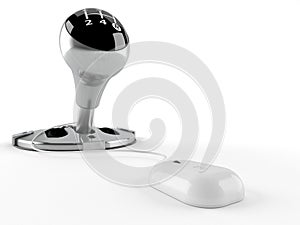 Gear stick with computer mouse