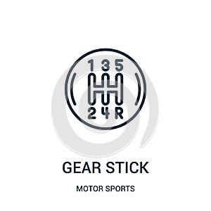 gear stick icon vector from motor sports collection. Thin line gear stick outline icon vector illustration. Linear symbol