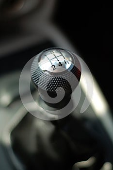 Gear stick of sportive car photo