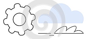 Cloud Technology and System Integration Concept with Gear and Cloud Illustration