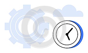 Gear, Clock, and Cloud Representing Productivity, Time Management, and Cloud Computing