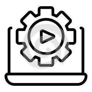 Gear system icon outline vector. Button call