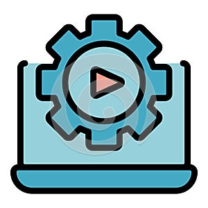 Gear system icon vector flat