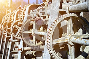 Gear system for regulating and controlling a weir at the mouth of the Oker into the Aller in Mueden, Germany