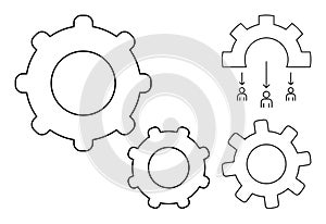 Gear system visualizing teamwork, process integration, and workflow collaboration