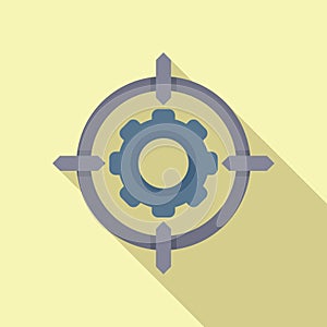 Gear target seo icon flat vector. Computer market