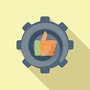 Gear thumb up icon flat vector. Process project change