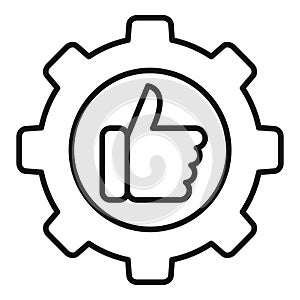 Gear thumb up icon outline vector. Process project change