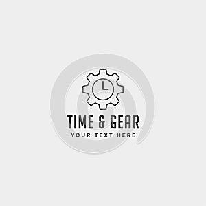 gear time logo line design management industrial vector icon isolated