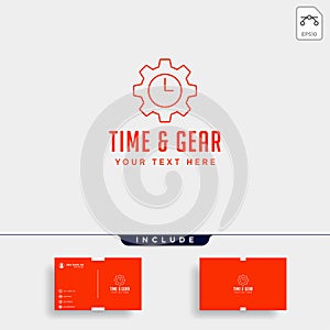 gear time logo line design management industrial vector icon isolated